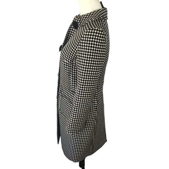 Max Edition Classic Black‎ And White Polka Dot Long Line Coat Jacket | Size 4 - Picture 5 of 15